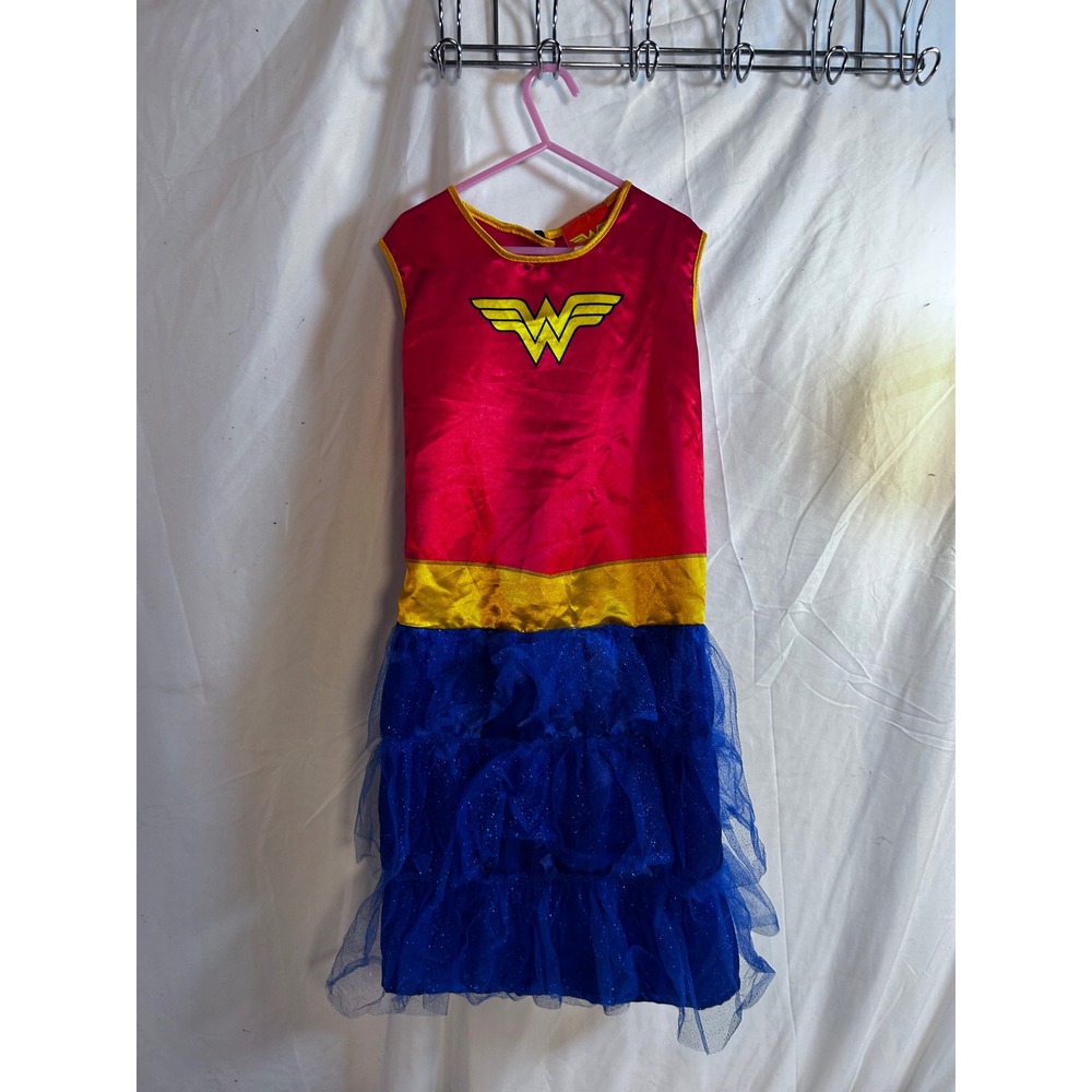 Wonder Woman Costume Dress Large Red Blue Glitter Tulle Superhero Kids